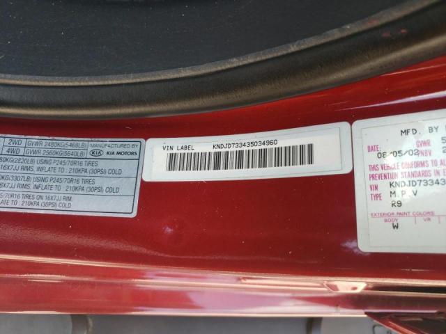 Photo 10 from auction – 2003 KIA SORENTO EX with VIN KNDJD733435034960