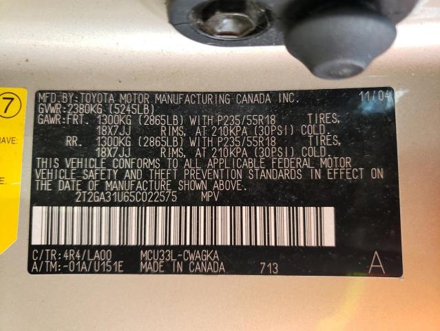 Photo 10 from auction – 2005 LEXUS RX 330 with VIN 2T2GA31U65C022575