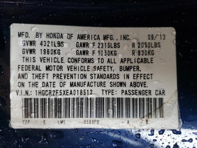 Photo 10 from auction – 2014 HONDA ACCORD SPO with VIN 1HGCR2F5XEA018512