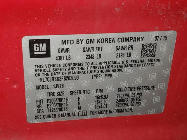 Photo 10 from auction – 2015 CHEVROLET TRAX 1LT with VIN KL7CJRSB3FB263090