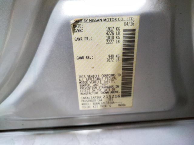 Photo 10 from auction – 2016 NISSAN ALTIMA 2.5 with VIN 1N4AL3AP1GC215216