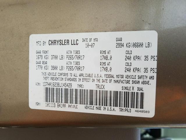 Photo 10 from auction – 2008 DODGE RAM 1500 S with VIN 1D7HA16238J145429