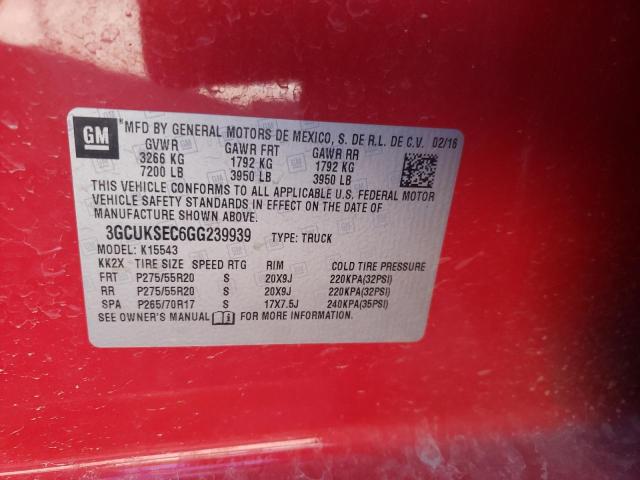 Photo 10 from auction – 2016 CHEVROLET SILVERADO with VIN 3GCUKSEC6GG239939