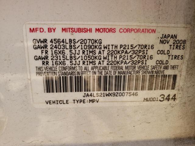 Photo 10 from auction – 2009 MITSUBISHI OUTLANDER with VIN JA4LS21WX9Z007546