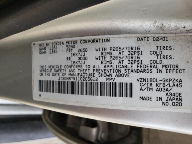 Photo 10 from auction – 2001 TOYOTA 4RUNNER LI with VIN JT3GN87R110205612