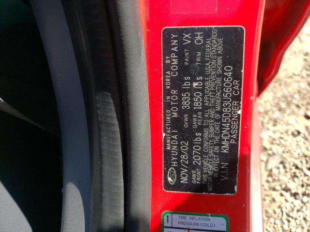 Photo 10 from auction – 2003 HYUNDAI ELANTRA GL with VIN KMHDN45D83U560640