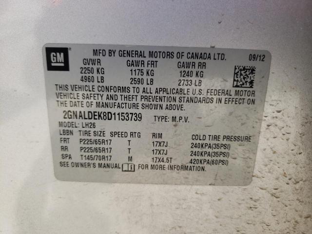 Photo 10 from auction – 2013 CHEVROLET EQUINOX LT with VIN 2GNALDEK8D1153739