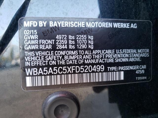 Photo 10 from auction – 2015 BMW 528 I with VIN WBA5A5C5XFD520499