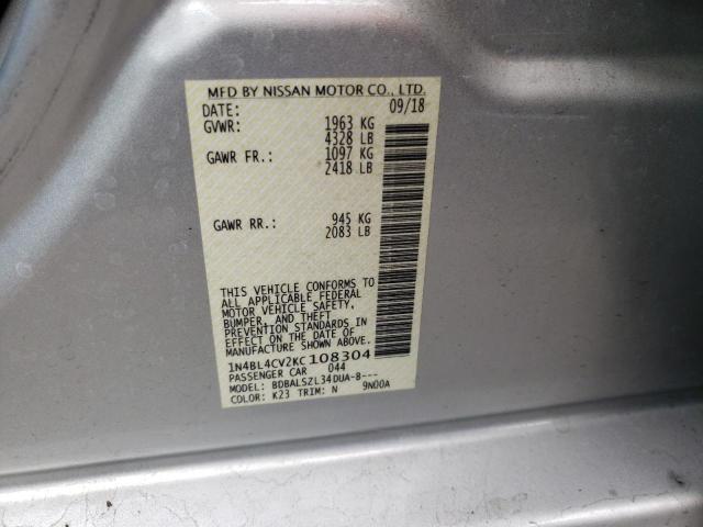 Photo 10 from auction – 2019 NISSAN ALTIMA SR with VIN 1N4BL4CV2KC108304