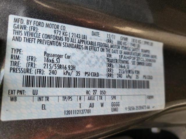 Photo 10 from auction – 2012 FORD FOCUS SE with VIN 1FAHP3F27CL309059