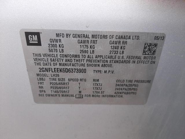 Photo 10 from auction – 2013 CHEVROLET EQUINOX LT with VIN 2GNFLEEK6D6373900