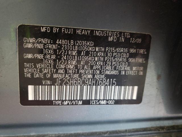 Photo 10 from auction – 2010 SUBARU FORESTER X with VIN JF2SH6BC9AH768415