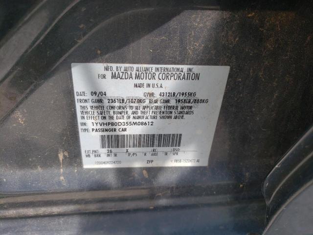 Photo 10 from auction – 2005 MAZDA 6 S with VIN 1YVHP80D355M08612