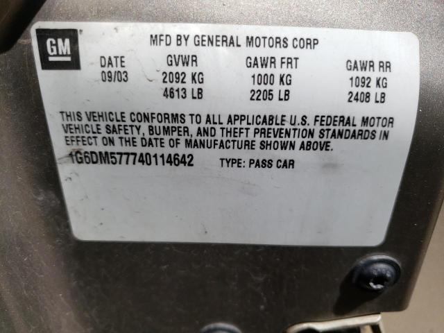 Photo 10 from auction – 2004 CADILLAC CTS with VIN 1G6DM577740114642