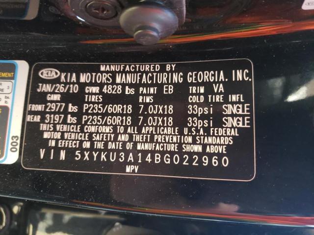 Photo 10 from auction – 2011 KIA SORENTO EX with VIN 5XYKU3A14BG022960