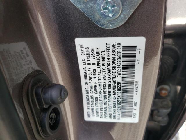 Photo 10 from auction – 2015 HONDA CIVIC LX with VIN 19XFB2F5XFE102201