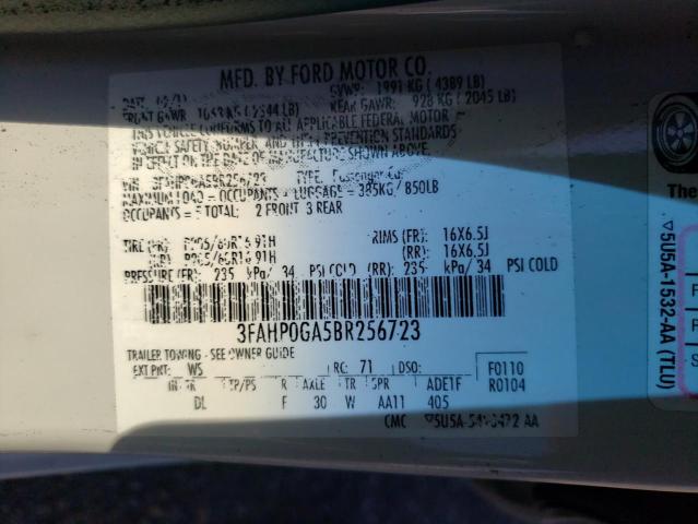 Photo 10 from auction – 2011 FORD FUSION S with VIN 3FAHP0GA5BR256723