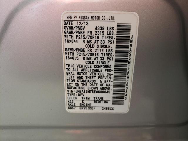 Photo 10 from auction – 2014 NISSAN ROGUE SELE with VIN JN8AS5MT5EW600845