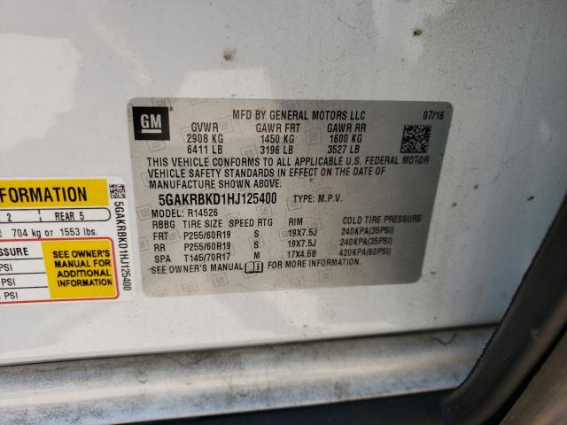 Photo 10 from auction – 2017 BUICK ENCLAVE with VIN 5GAKRBKD1HJ125400