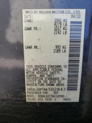 Photo 10 from auction – 2010 NISSAN ALTIMA BAS with VIN 1N4AL2AP7AN502842