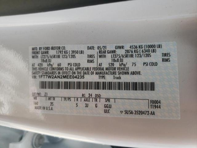 Photo 10 from auction – 2021 FORD F250 SUPER with VIN 1FT7W2AN2MEE04235