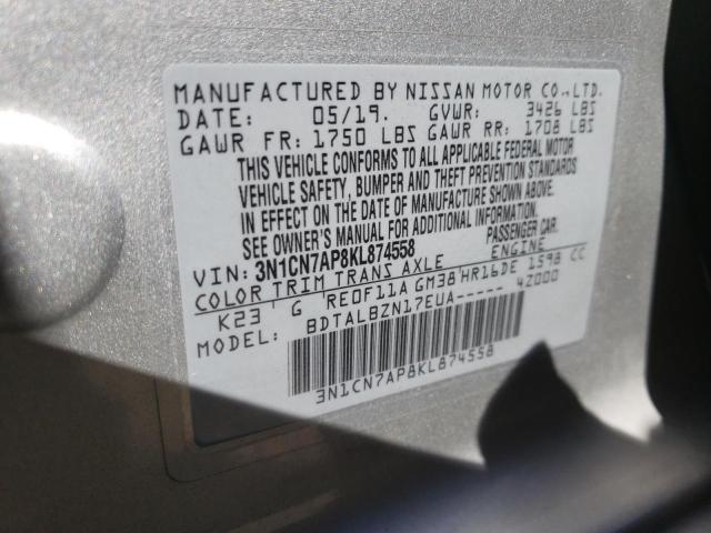 Photo 10 from auction – 2019 NISSAN VERSA S with VIN 3N1CN7AP8KL874558