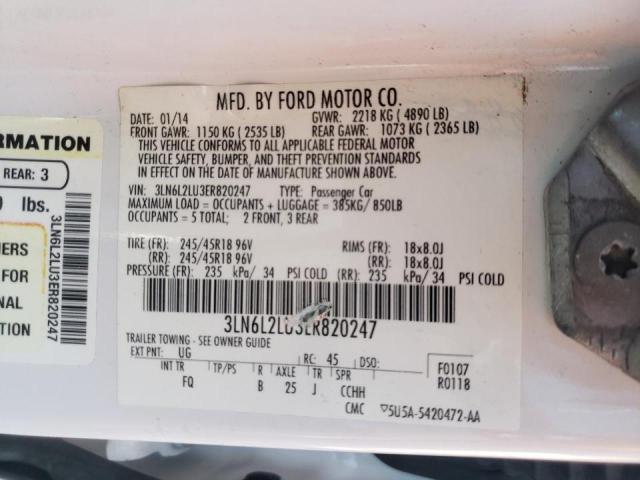 Photo 10 from auction – 2014 LINCOLN MKZ HYBRID with VIN 3LN6L2LU3ER820247