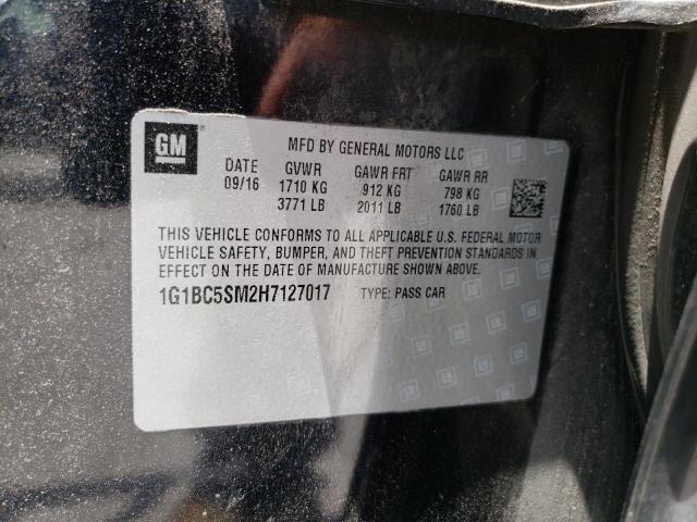 Photo 10 from auction – 2017 CHEVROLET CRUZE LS with VIN 1G1BC5SM2H7127017