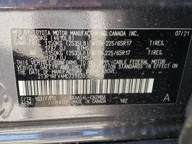Photo 10 from auction – 2021 TOYOTA RAV4 with VIN 2T3P1RFV4MC231120