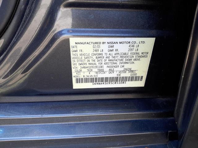 Photo 10 from auction – 2005 NISSAN MAXIMA SE with VIN 1N4BA41E95C851085