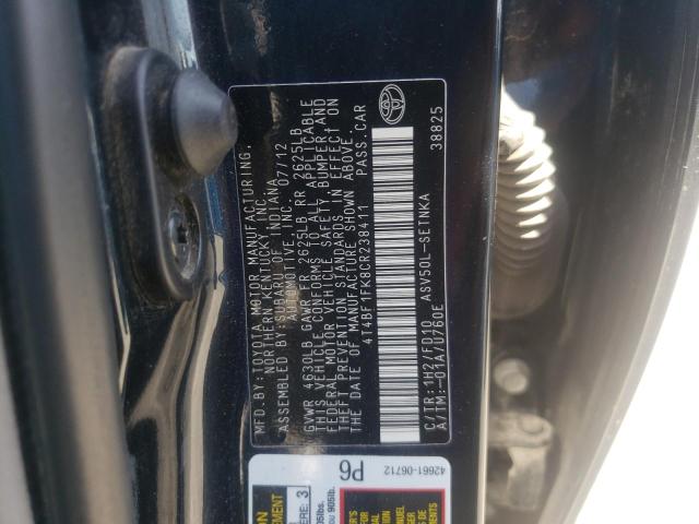 Photo 10 from auction – 2012 TOYOTA CAMRY BASE with VIN 4T4BF1FK8CR238411