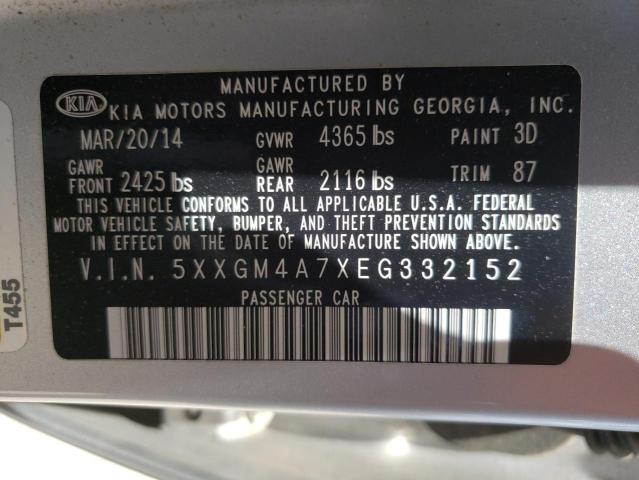 Photo 10 from auction – 2014 KIA OPTIMA LX with VIN 5XXGM4A7XEG332152