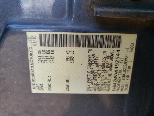 Photo 10 from auction – 2010 NISSAN ALTIMA BAS with VIN 1N4AL2AP2AN492544