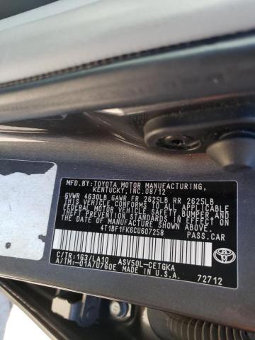 Photo 10 from auction – 2012 TOYOTA CAMRY BASE with VIN 4T1BF1FK6CU607258