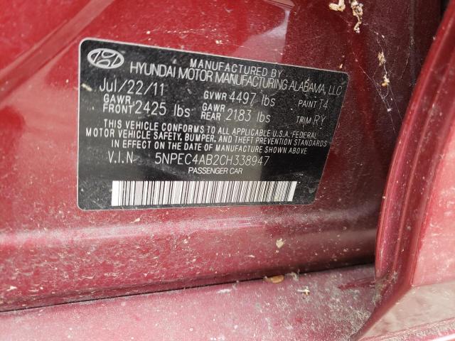 Photo 10 from auction – 2012 HYUNDAI SONATA SE with VIN 5NPEC4AB2CH338947