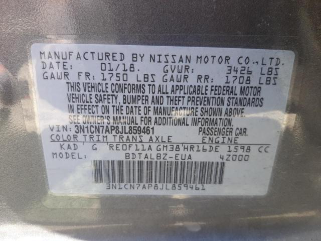 Photo 10 from auction – 2018 NISSAN VERSA S with VIN 3N1CN7AP8JL859461