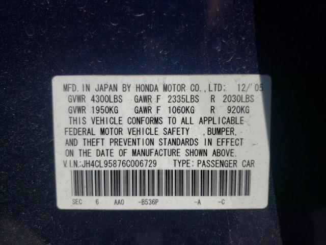 Photo 10 from auction – 2006 ACURA TSX with VIN JH4CL95876C006729