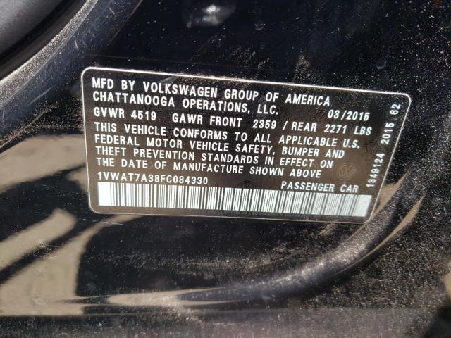 Photo 10 from auction – 2015 VOLKSWAGEN PASSAT S with VIN 1VWAT7A38FC084330