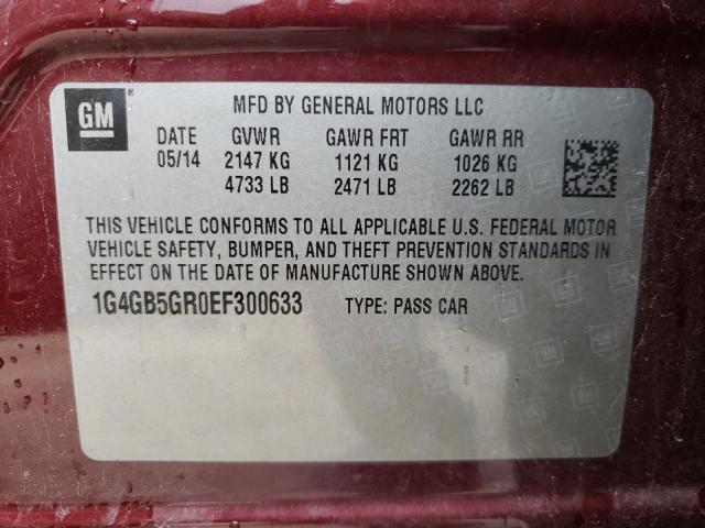 Photo 10 from auction – 2014 BUICK LACROSSE with VIN 1G4GB5GR0EF300633