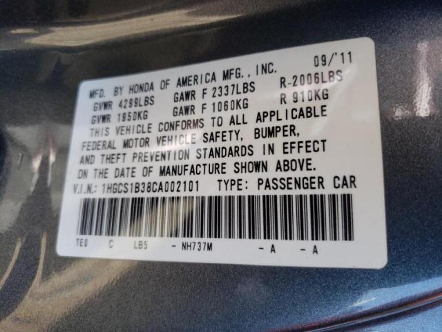 Photo 10 from auction – 2012 HONDA ACCORD LX with VIN 1HGCS1B38CA002101