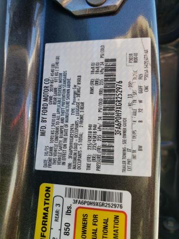 Photo 10 from auction – 2016 FORD FUSION SE with VIN 3FA6P0H9XGR252976