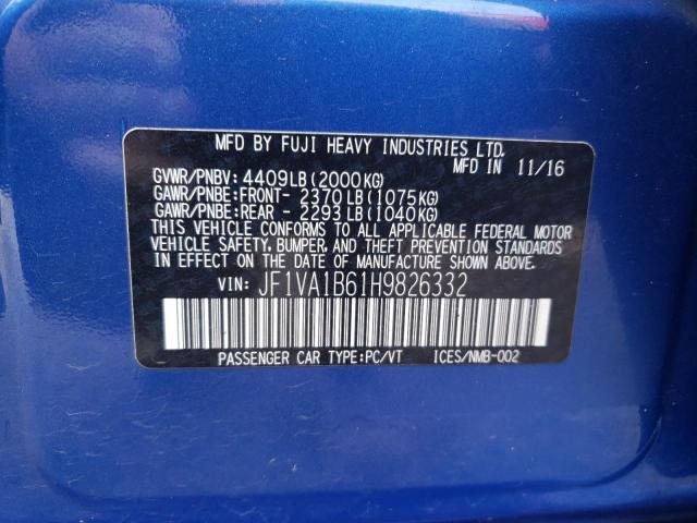 Photo 10 from auction – 2017 SUBARU WRX with VIN JF1VA1B61H9826332