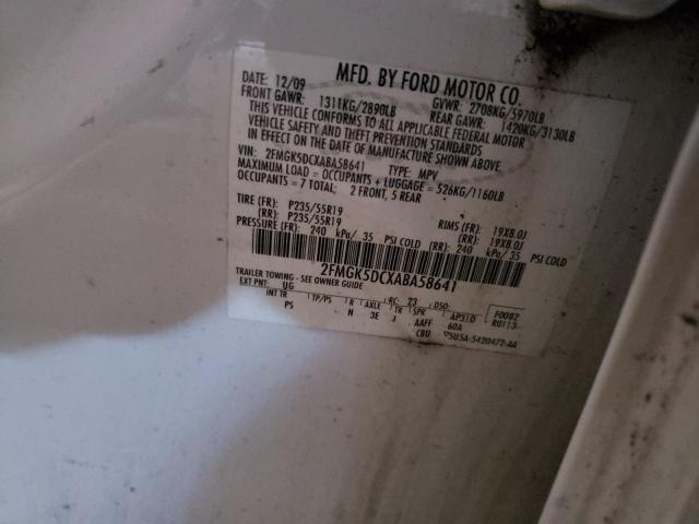 Photo 10 from auction – 2010 FORD FLEX LIMIT with VIN 2FMGK5DCXABA58641