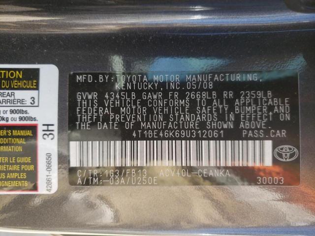 Photo 10 from auction – 2009 TOYOTA CAMRY BASE with VIN 4T1BE46K69U312061