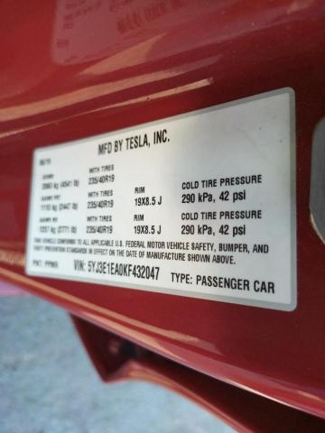 Photo 10 from auction – 2019 TESLA MODEL 3 with VIN 5YJ3E1EA0KF432047