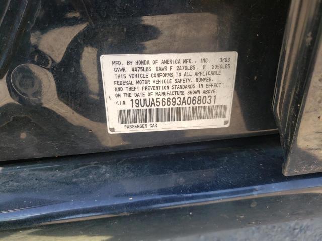 Photo 10 from auction – 2003 ACURA 3.2TL with VIN 19UUA56693A068031