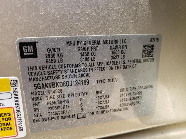 Photo 10 from auction – 2016 BUICK ENCLAVE with VIN 5GAKVBKD6GJ124169