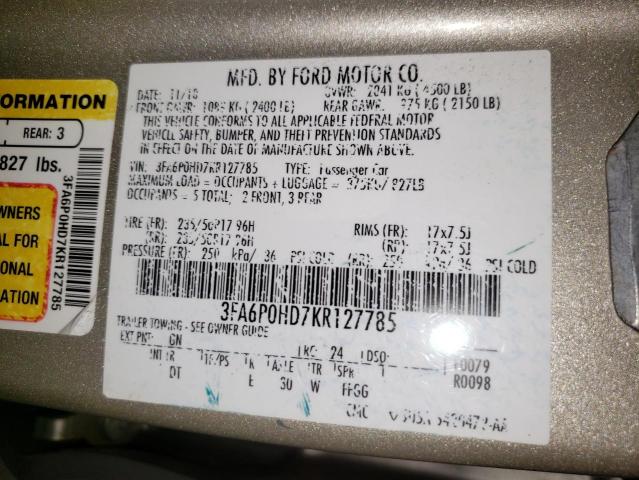 Photo 10 from auction – 2019 FORD FUSION SE with VIN 3FA6P0HD7KR127785