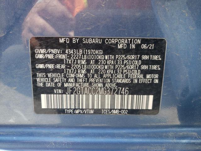 Photo 10 from auction – 2021 SUBARU CROSSTREK with VIN JF2GTACC2MG372746