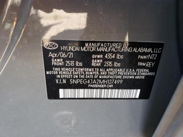Photo 10 from auction – 2021 HYUNDAI SONATA SE with VIN 5NPEG4JA2MH127499